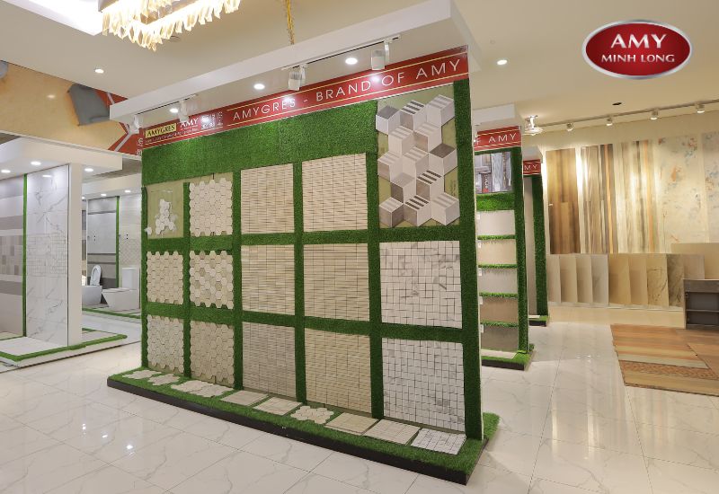 Gạch Mosaic trưng bày tại Showroom Á Mỹ Minh Long