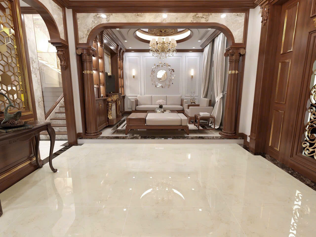 Chọn gạch ốp lát cho nhà biệt thự phong cách tân cổ điển Chọn gạch ốp lát cho nhà biệt thự phong cách tân cổ điển